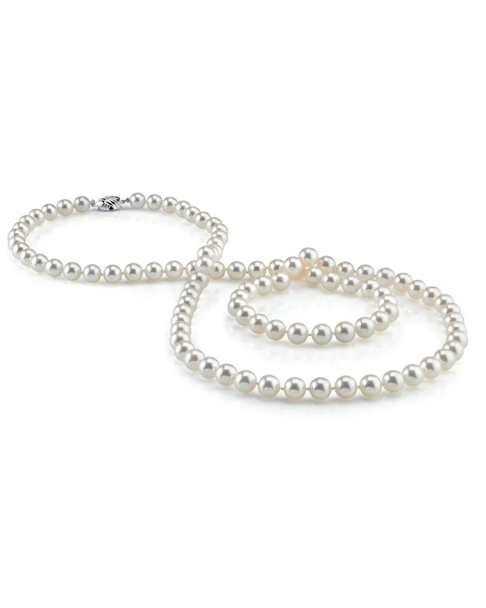 Necklaces spt Opera Length Hanadama Akoya White Pearl Necklace