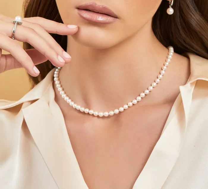 Necklaces spt White Japanese Akoya Pearl Necklace 5560mm AA Quality