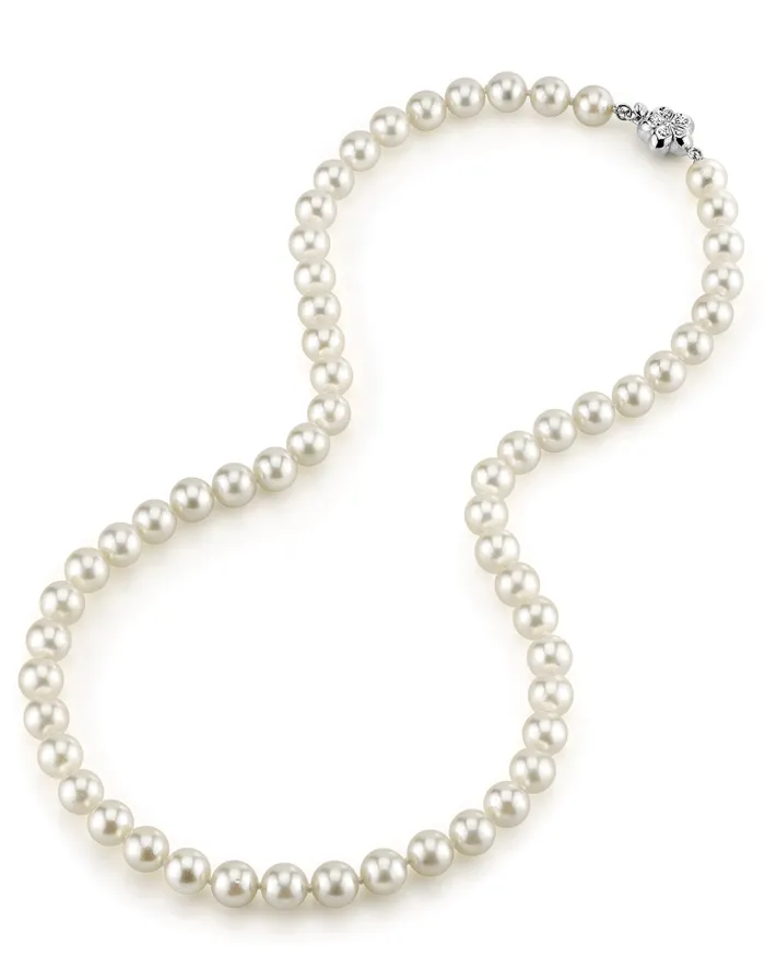 Necklaces spt White Japanese Akoya Pearl Necklace 7075mm AA Quality