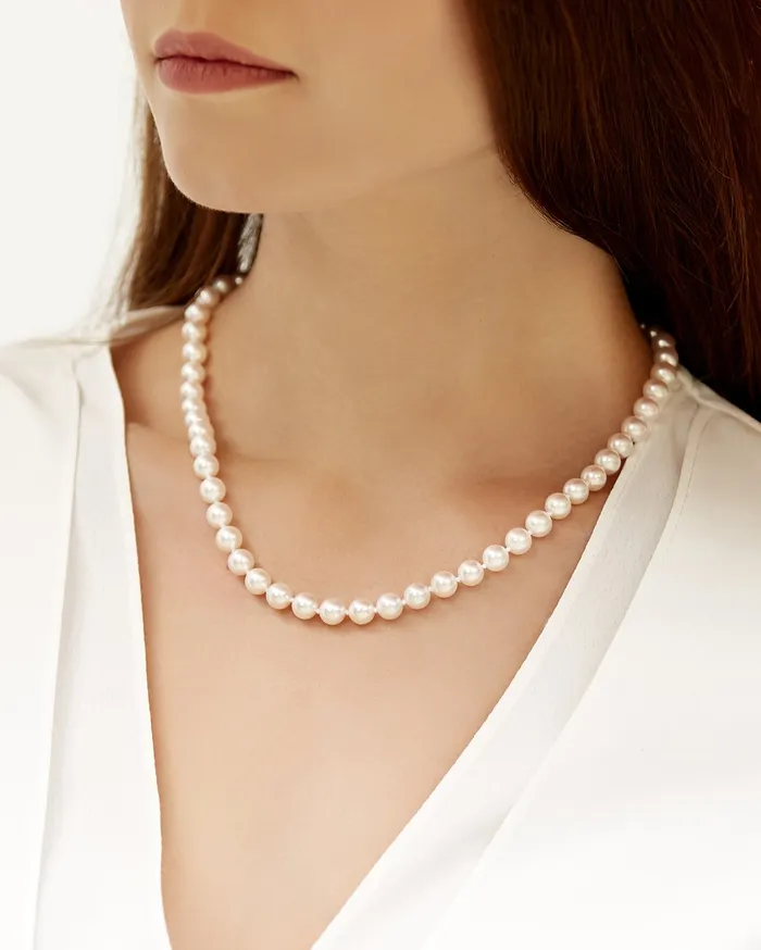 Necklaces spt White Japanese Akoya Pearl Necklace 7075mm AA Quality