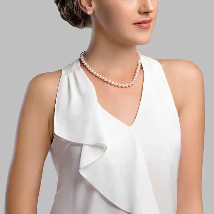 Necklaces spt White Japanese Akoya Pearl Necklace 7075mm AA Quality
