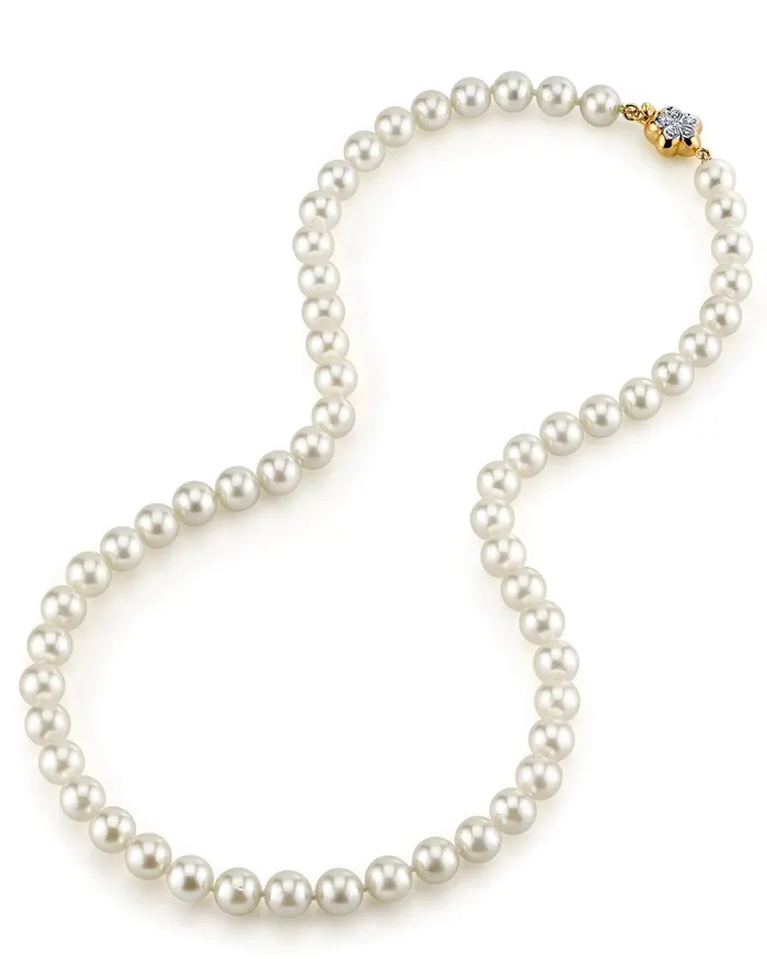 Necklaces spt White Japanese Akoya Pearl Necklace 7075mm AA Quality