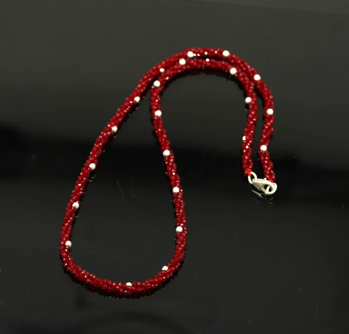 Necklaces TRIBAL ORNAMENTS 18 Exclusive Customized beaded necklace triple strands semiprecious cut stone and randomly 925 silver beads placed galaxy necklace set142