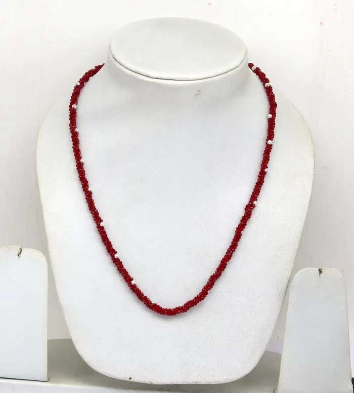 Necklaces TRIBAL ORNAMENTS 18 Exclusive Customized beaded necklace triple strands semiprecious cut stone and randomly 925 silver beads placed galaxy necklace set142