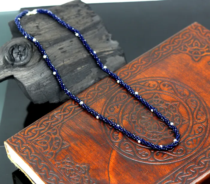 Necklaces TRIBAL ORNAMENTS 18 Exclusive Customized beaded necklace triple strands semiprecious cut stone and randomly 925 silver beads placed galaxy necklace set143