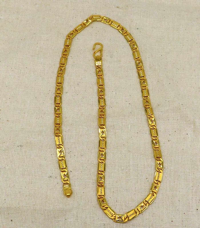 Necklaces TRIBAL ORNAMENTS 22kt yellow gold royal nawabi baht chain bar chain fabulous customized mens chain mens personalized gifting chain necklace india GCH007 Necklaces TRIBAL ORNAMENTS 22kt yellow gold royal nawabi baht chain bar chain fabulous customized mens chain mens personalized gifting chain necklace india GCH007