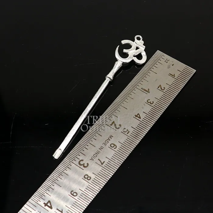Necklaces TRIBAL ORNAMENTS 3 inches long handmade solid sterling silver Aum OM design kum kum sticks Sindur stick brides vintage style brides gift su1026
