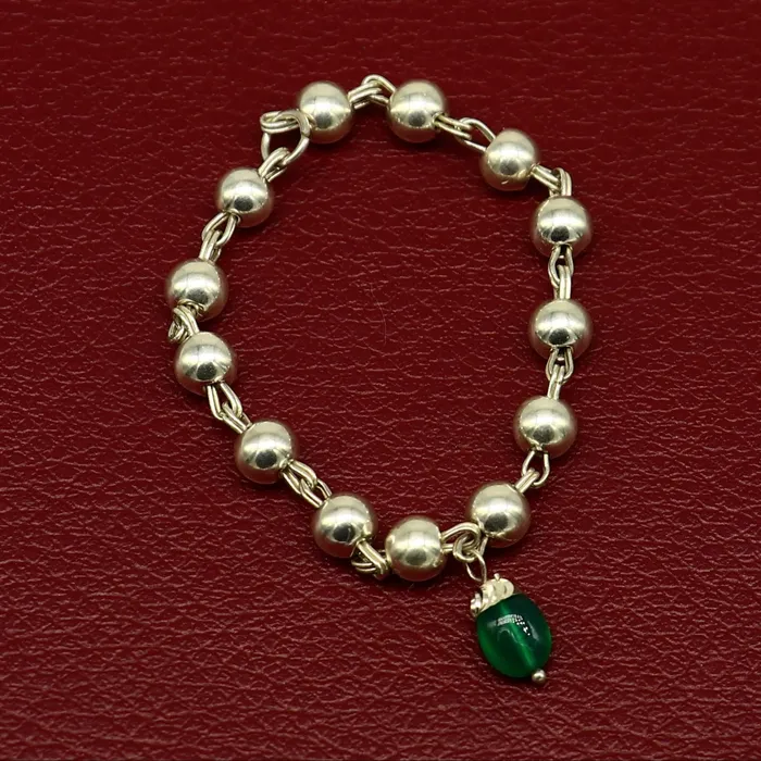 Necklaces TRIBAL ORNAMENTS 4 inches long handmade sterling silver beaded bracelet or necklace for baby krishna figurine or sculpture best puja tulsi neckace sbr223