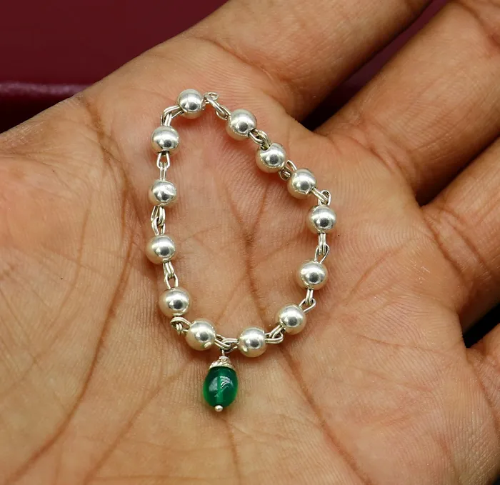 Necklaces TRIBAL ORNAMENTS 4 inches long handmade sterling silver beaded bracelet or necklace for baby krishna figurine or sculpture best puja tulsi neckace sbr223