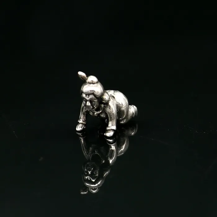 Necklaces TRIBAL ORNAMENTS 925 Solid silver handmade idol little Radha Ranicrawling Krishna small statue home temple puja article art40