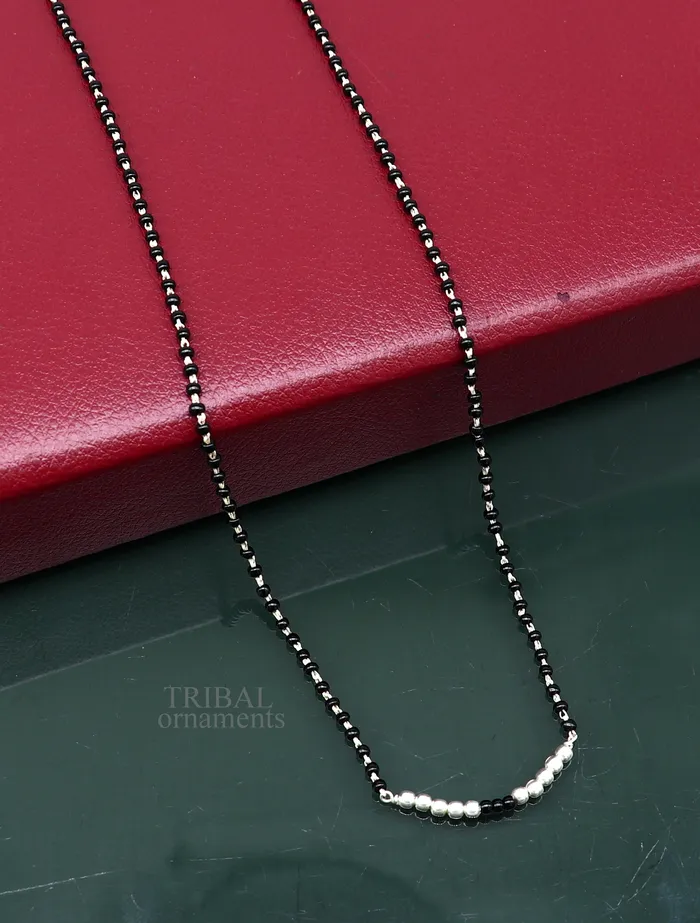 Necklaces TRIBAL ORNAMENTS 925 sterling silver black beads chain necklace gorgeous small silver balls design pendant traditional style chain beaded necklace set322