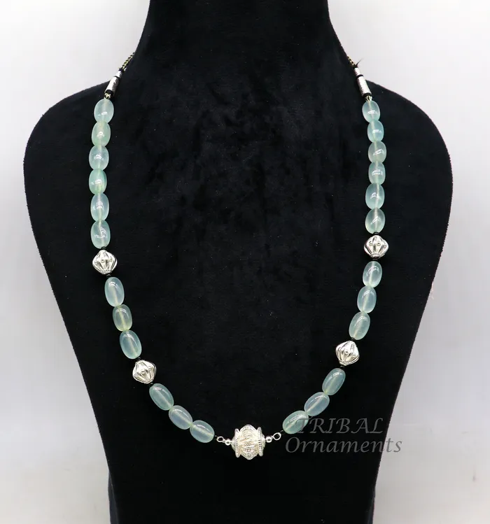 Necklaces TRIBAL ORNAMENTS 925 sterling silver handmade beaded necklace amazing aqua quartz strings with silver beads necklace best party jewelry set498 Necklaces TRIBAL ORNAMENTS 925 sterling silver handmade beaded necklace amazing aqua quartz strings with silver beads necklace best party jewelry set498