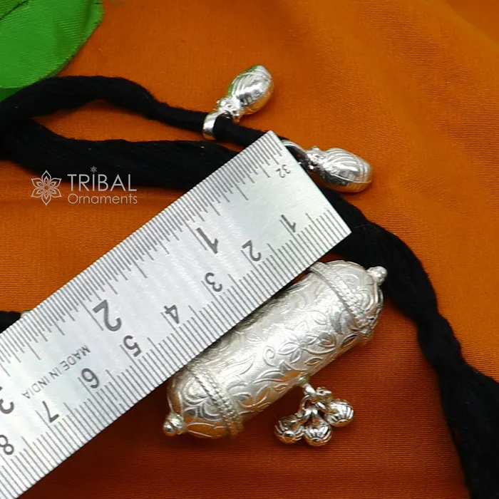 Necklaces TRIBAL ORNAMENTS 925 Sterling silver handmade Ethnic cultural tribal pendant with black thread necklace traditional choker brides jewelry set653