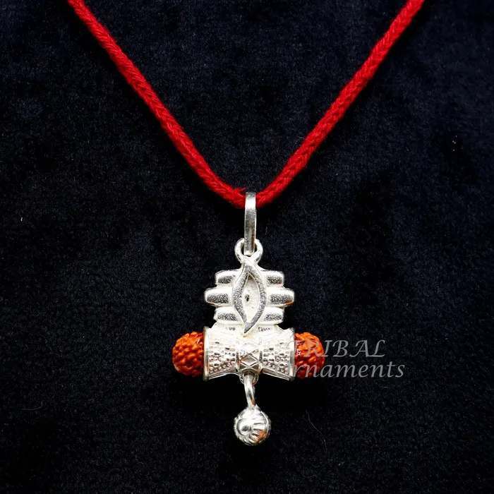Necklaces TRIBAL ORNAMENTS 925 sterling silver handmade lord shiva pendant amazing damaru style rudraksha pendant for unisex best gifting jewelry from india nsp549 Necklaces TRIBAL ORNAMENTS 925 sterling silver handmade lord shiva pendant amazing damaru style rudraksha pendant for unisex best gifting jewelry from india nsp549