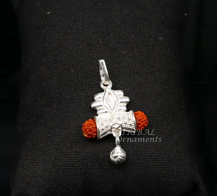 Necklaces TRIBAL ORNAMENTS 925 sterling silver handmade lord shiva pendant amazing damaru style rudraksha pendant for unisex best gifting jewelry from india nsp549