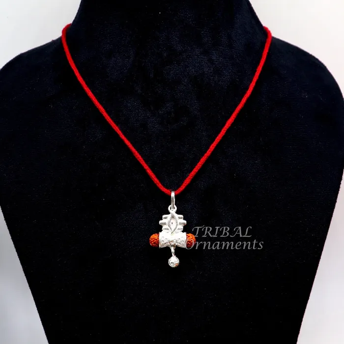 Necklaces TRIBAL ORNAMENTS 925 sterling silver handmade lord shiva pendant amazing damaru style rudraksha pendant for unisex best gifting jewelry from india nsp549