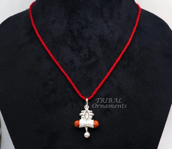 Necklaces TRIBAL ORNAMENTS 925 sterling silver handmade lord shiva pendant amazing damaru style rudraksha pendant for unisex best gifting jewelry from india nsp549