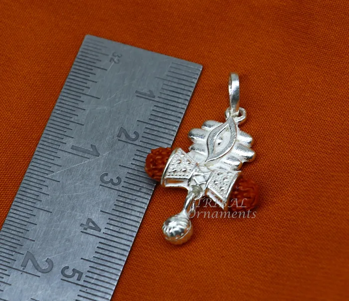 Necklaces TRIBAL ORNAMENTS 925 sterling silver handmade lord shiva pendant amazing damaru style rudraksha pendant for unisex best gifting jewelry from india nsp549