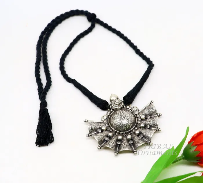 Necklaces TRIBAL ORNAMENTS 925 sterling silver handmade vintage ethnic style fabulous unique design pendant necklace best belly dance ethnic garba jewelry nsp506