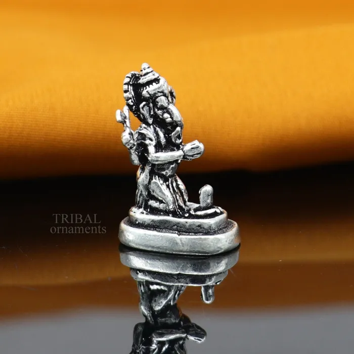 Necklaces TRIBAL ORNAMENTS 925 Sterling silver idol ganesha with lord shiva lingam amazing divine small statue figurine silver gifting temple article art522