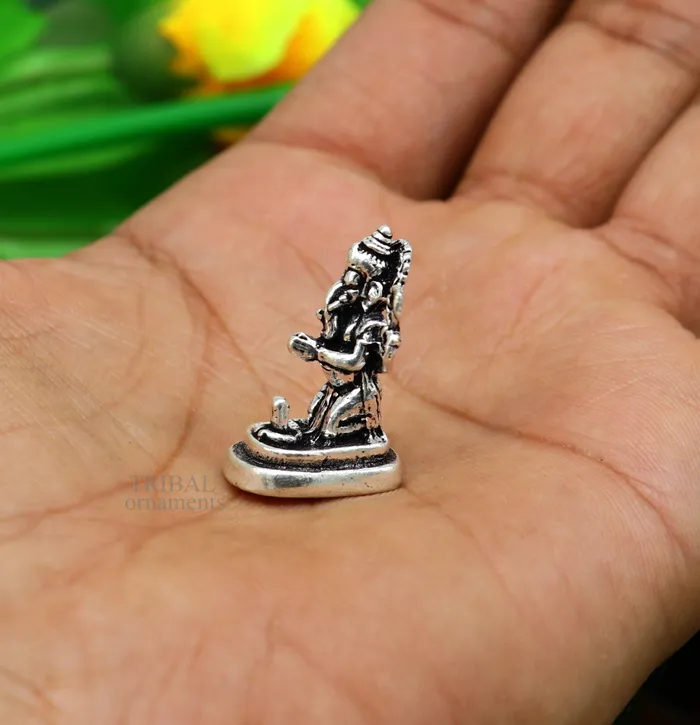 Necklaces TRIBAL ORNAMENTS 925 Sterling silver idol ganesha with lord shiva lingam amazing divine small statue figurine silver gifting temple article art522
