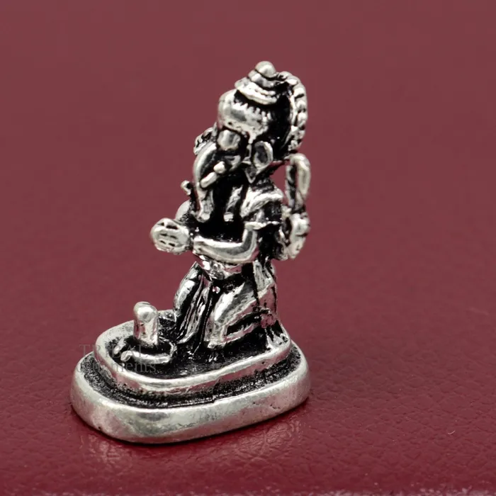 Necklaces TRIBAL ORNAMENTS 925 Sterling silver idol ganesha with lord shiva lingam amazing divine small statue figurine silver gifting temple article art522