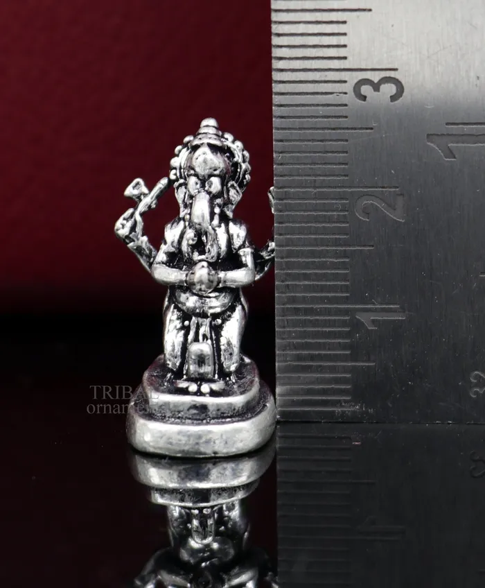 Necklaces TRIBAL ORNAMENTS 925 Sterling silver idol ganesha with lord shiva lingam amazing divine small statue figurine silver gifting temple article art522