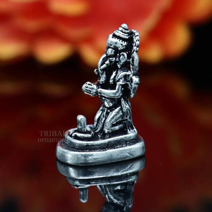 Necklaces TRIBAL ORNAMENTS 925 Sterling silver idol ganesha with lord shiva lingam amazing divine small statue figurine silver gifting temple article art522