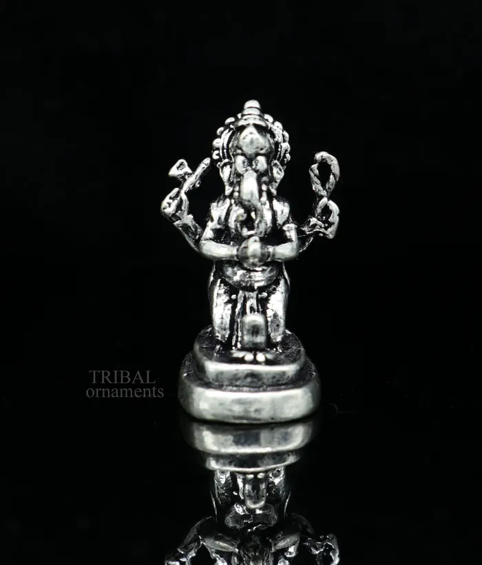Necklaces TRIBAL ORNAMENTS 925 Sterling silver idol ganesha with lord shiva lingam amazing divine small statue figurine silver gifting temple article art522