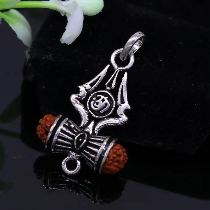Necklaces TRIBAL ORNAMENTS 925 sterling silver lord shiva trident pendant amazing customized Rudraksha trishul tribal belly dance personalized jewelry ssp322