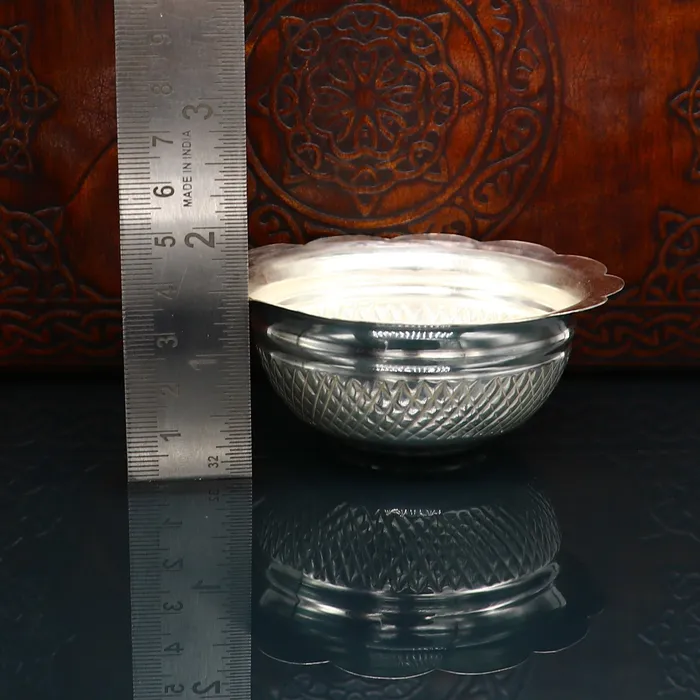 Necklaces TRIBAL ORNAMENTS 999 fine silver exclusive handcrafted work light weight baby bowl puja utensils silver article silver utensils silver vessel baby sv208