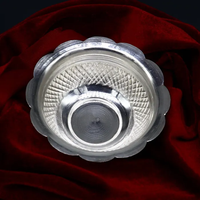 Necklaces TRIBAL ORNAMENTS 999 fine silver exclusive handcrafted work light weight baby bowl puja utensils silver article silver utensils silver vessel baby sv208