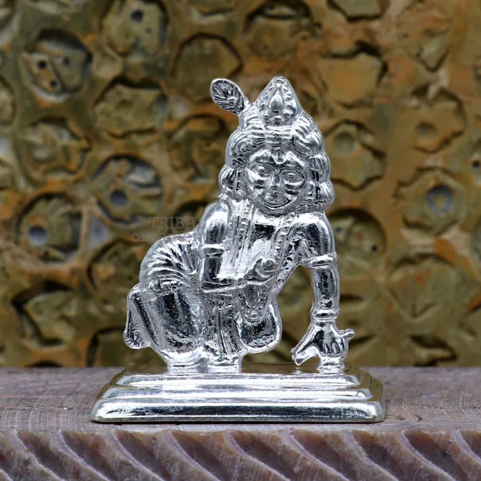 Necklaces TRIBAL ORNAMENTS Solid silver handmade design indian idol little krishna Ladu Gopalcrawling Krishna statue sculpture home temple puja art utensils su736 Necklaces TRIBAL ORNAMENTS Solid silver handmade design indian idol little krishna Ladu Gopalcrawling Krishna statue sculpture home temple puja art utensils su736