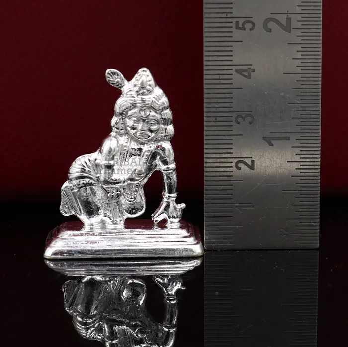 Necklaces TRIBAL ORNAMENTS Solid silver handmade design indian idol little krishna Ladu Gopalcrawling Krishna statue sculpture home temple puja art utensils su736