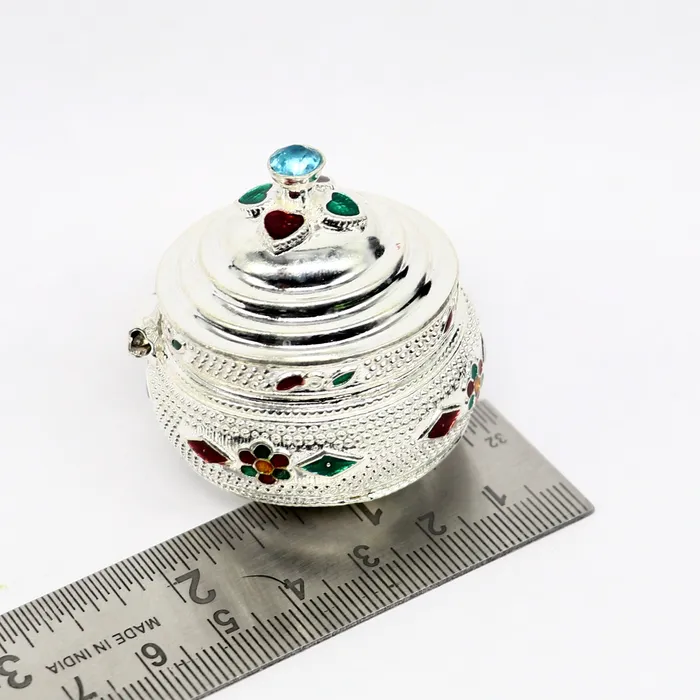 Necklaces TRIBAL ORNAMENTS Vintage antique design Solid silver handmade trinket box God serving Prasad container box kumkum box sindur box best brides gift stb127