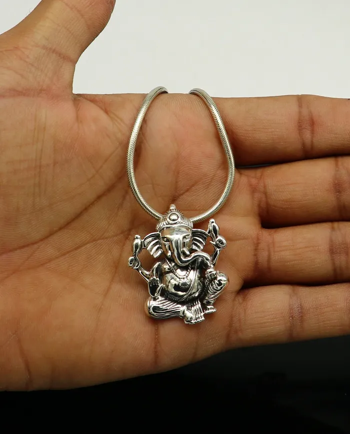 Necklaces TRIBAL ORNAMENTS Vintage trendy 925 sterling silver handmade Lord Ganesha pendant amazing stylish unisex pendant locket personalized jewelry ssp507