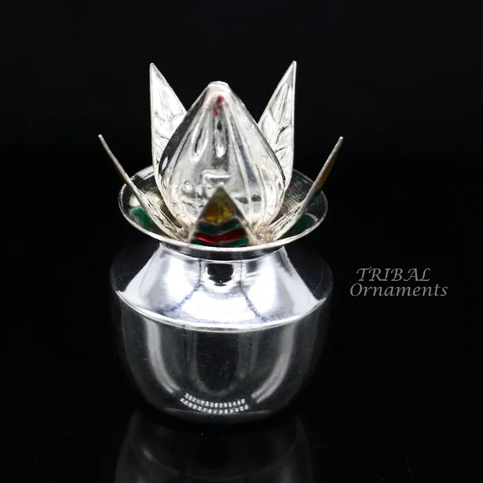 Necklaces TribalOrnaments 925 Sterling silver handmade gorgeous coconut with betel leaf puja kalash best worshipping utensils silver article puja art temple su947