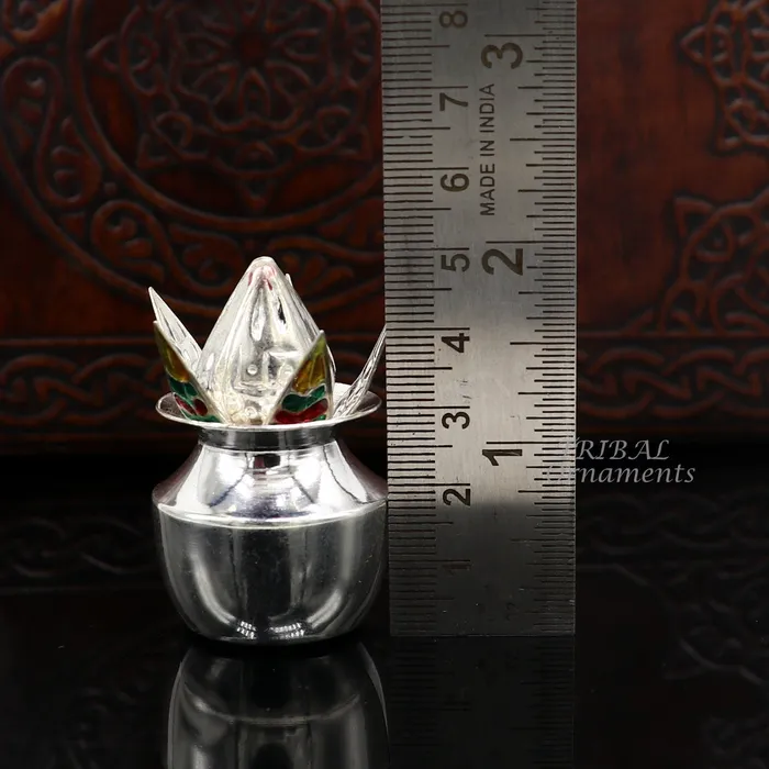 Necklaces TribalOrnaments 925 Sterling silver handmade gorgeous coconut with betel leaf puja kalash best worshipping utensils silver article puja art temple su947
