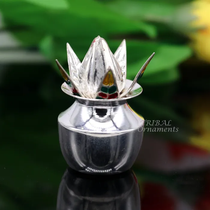 Necklaces TribalOrnaments 925 Sterling silver handmade gorgeous coconut with betel leaf puja kalash best worshipping utensils silver article puja art temple su947