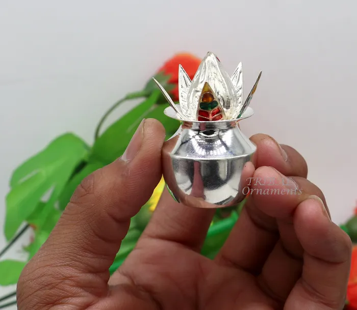 Necklaces TribalOrnaments 925 Sterling silver handmade gorgeous coconut with betel leaf puja kalash best worshipping utensils silver article puja art temple su947