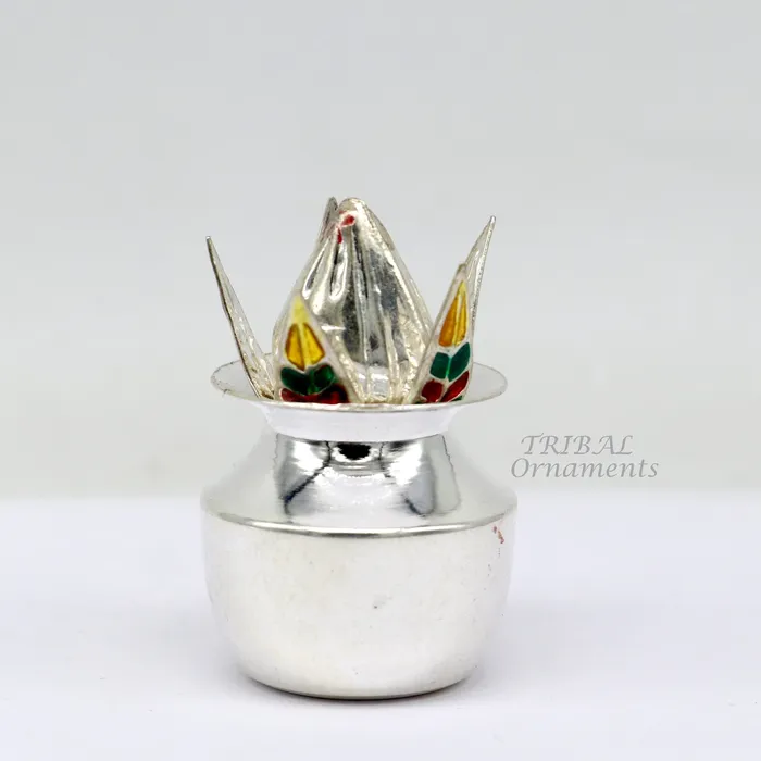 Necklaces TribalOrnaments 925 Sterling silver handmade gorgeous coconut with betel leaf puja kalash best worshipping utensils silver article puja art temple su947