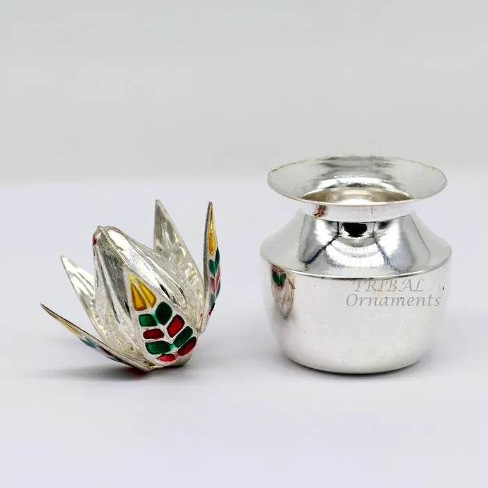 Necklaces TribalOrnaments 925 Sterling silver handmade gorgeous coconut with betel leaf puja kalash best worshipping utensils silver article puja art temple su947