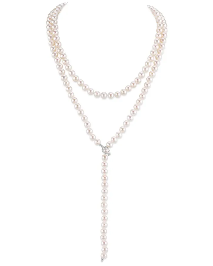 Necklaces White Japanese Akoya Pearl Adjustable Lariat 51Inch Rope Length Necklace AAA Quality spt Necklaces White Japanese Akoya Pearl Adjustable Lariat 51Inch Rope Length Necklace AAA Quality spt