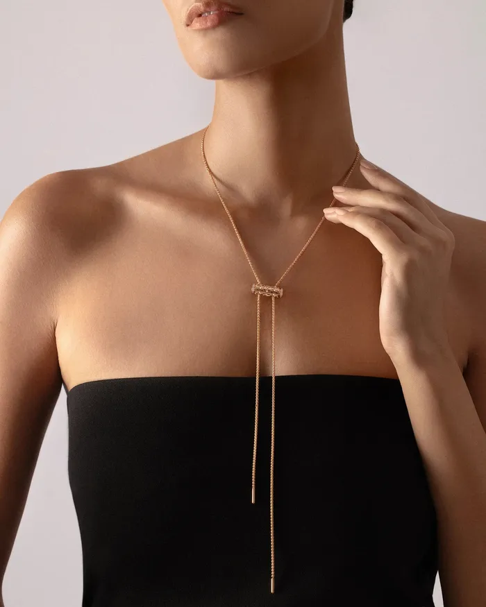 Nouvel Heritage Necklaces SemiPaved Latch Pendant in Rose Gold Nouvel Heritage Necklaces SemiPaved Latch Pendant in Rose Gold