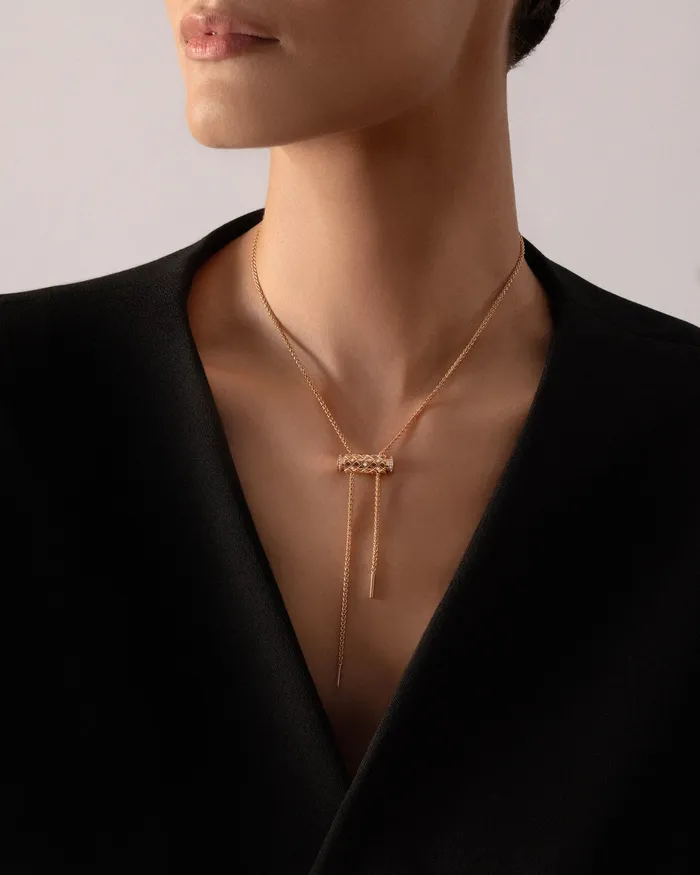 Nouvel Heritage Necklaces SemiPaved Latch Pendant in Rose Gold Nouvel Heritage Necklaces SemiPaved Latch Pendant in Rose Gold