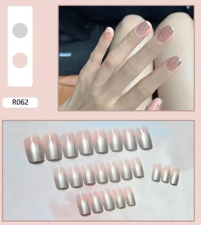 NS393 Long Square Press On Nails 24 Pieces R062 Polly Earrings