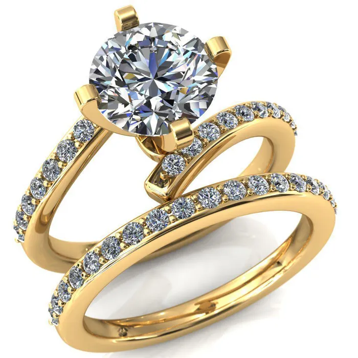Orianna Round Center Stone 4 Prong 12 Eternity Bypass Shank Engagement Ring Fire Brilliance Rings