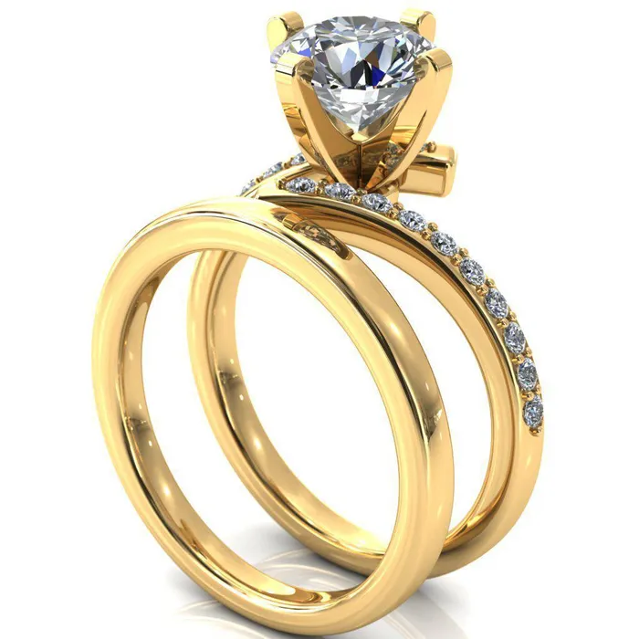 Orianna Round Center Stone 4 Prong 12 Eternity Bypass Shank Engagement Ring Fire Brilliance Rings