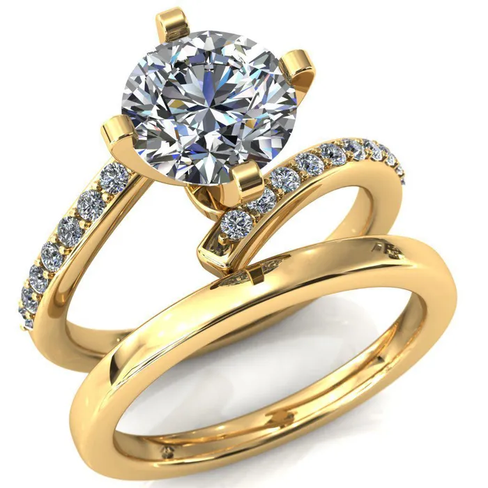Orianna Round Center Stone 4 Prong 12 Eternity Bypass Shank Engagement Ring Fire Brilliance Rings