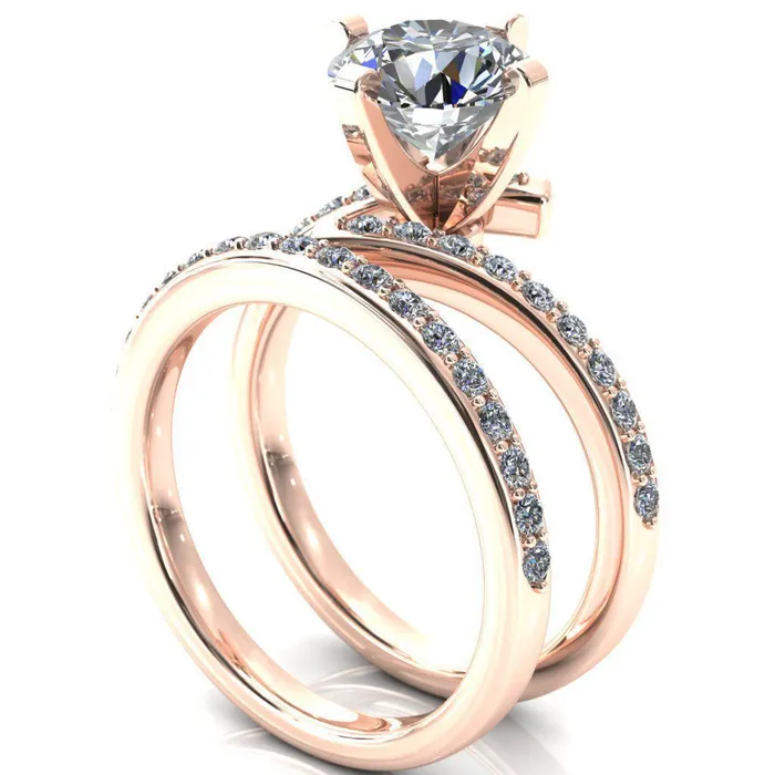 Orianna Round Center Stone 4 Prong 12 Eternity Bypass Shank Engagement Ring Fire Brilliance Rings